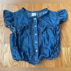 Gap x LoveShackFancy XXL girls button front denim ruffle crop top